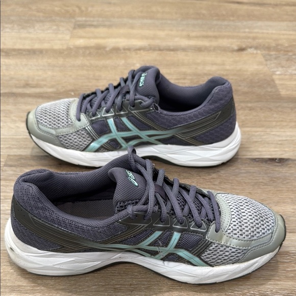 Asics Size 8 Gray and Green Athletic Shoes with Gel-Contend Cushioning - Picture 6 of 12